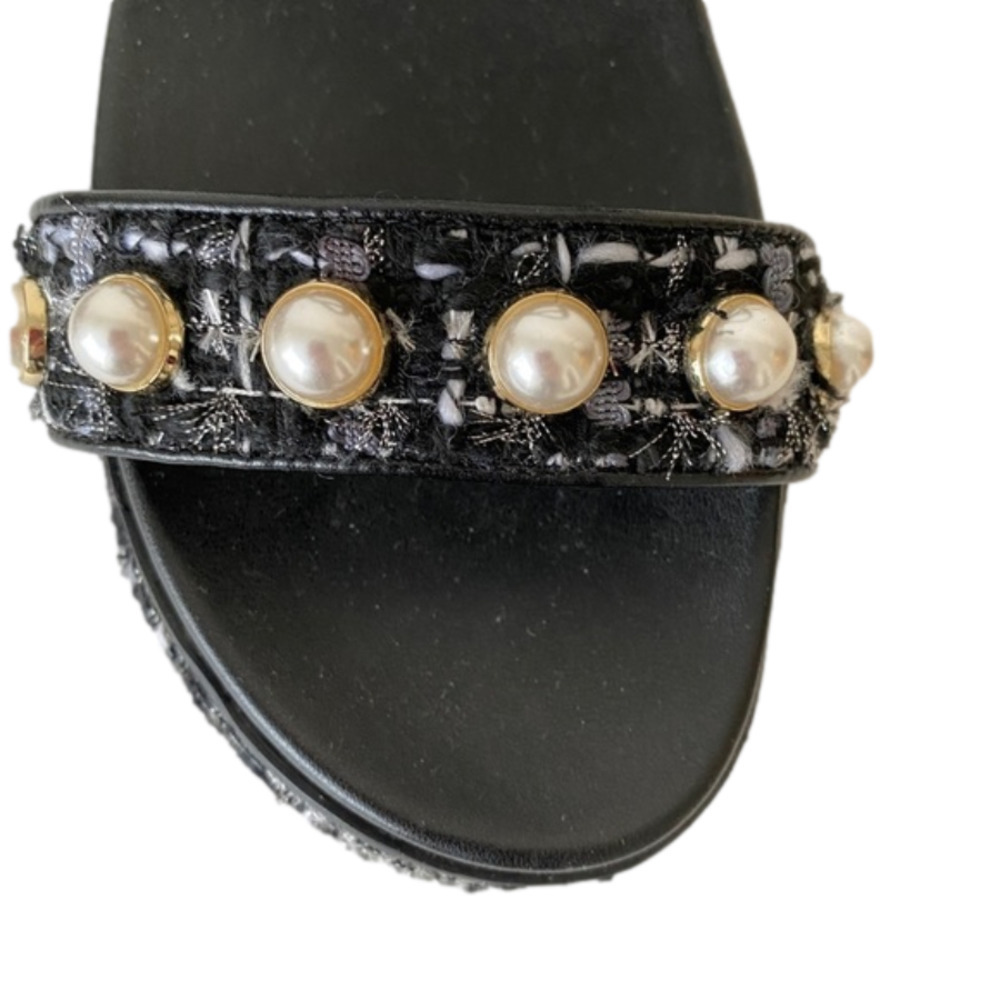 ⭐️2 x HOST PICK⭐️ Aldo Tweed Platform Sandals with Pearl Embellishments - Picture 4 of 7
